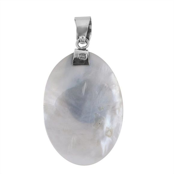 Mother Of Pearl Carved Pendant in Sterling Silver - Picture 4 of 5